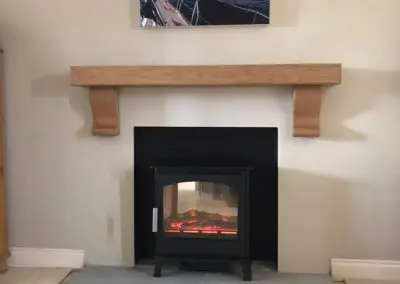 Fireplace beam over stove