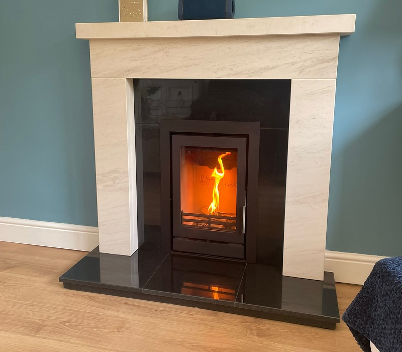 Fireline stove & Limestone surround